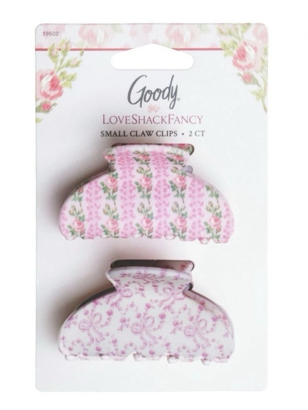 LoveShackFancy x Blooming Heirloom Goody Small Claw Clips 2 Ct Pink/White